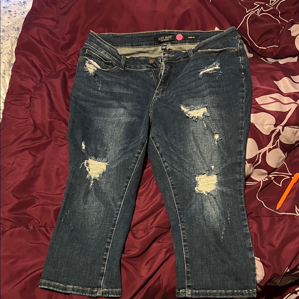 Judy Blue Dark Blue Distressed Flare Jeans